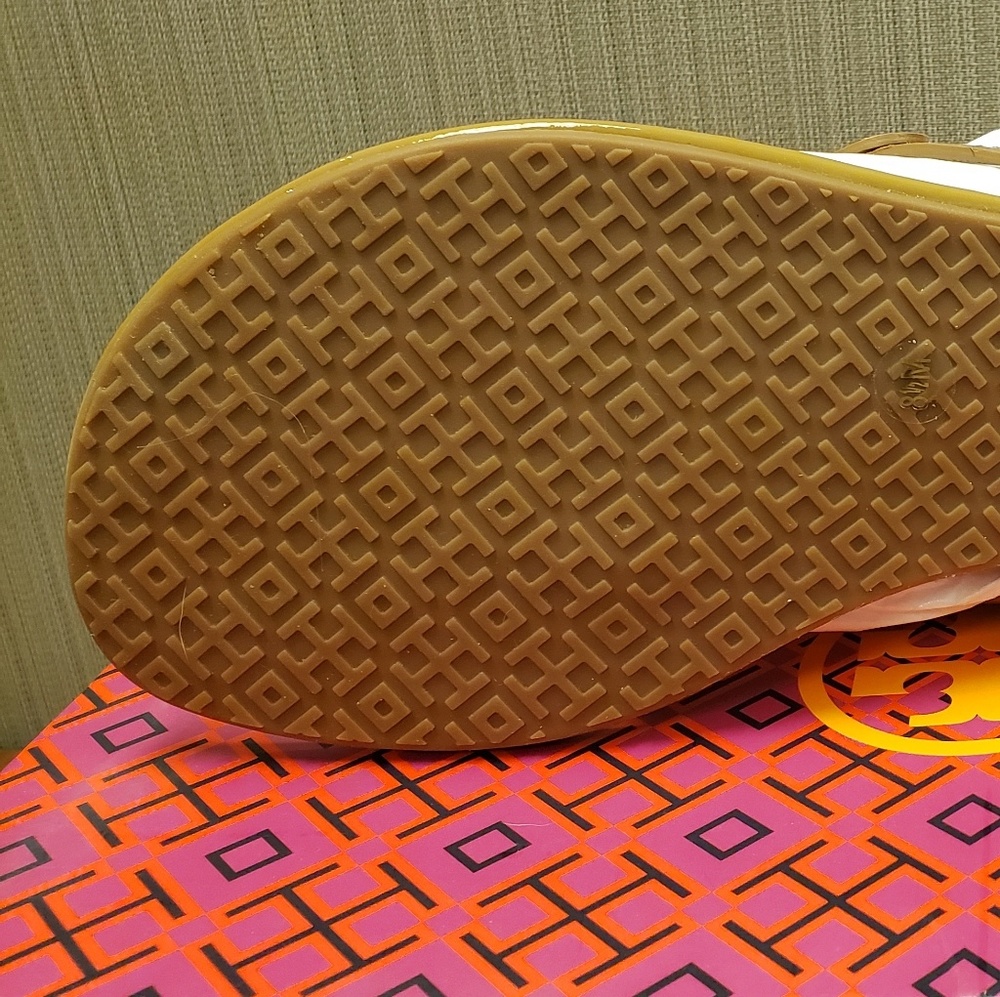 Tory Burch Miller Sand Patent Leather Sandals-10 - Picture 5 of 7